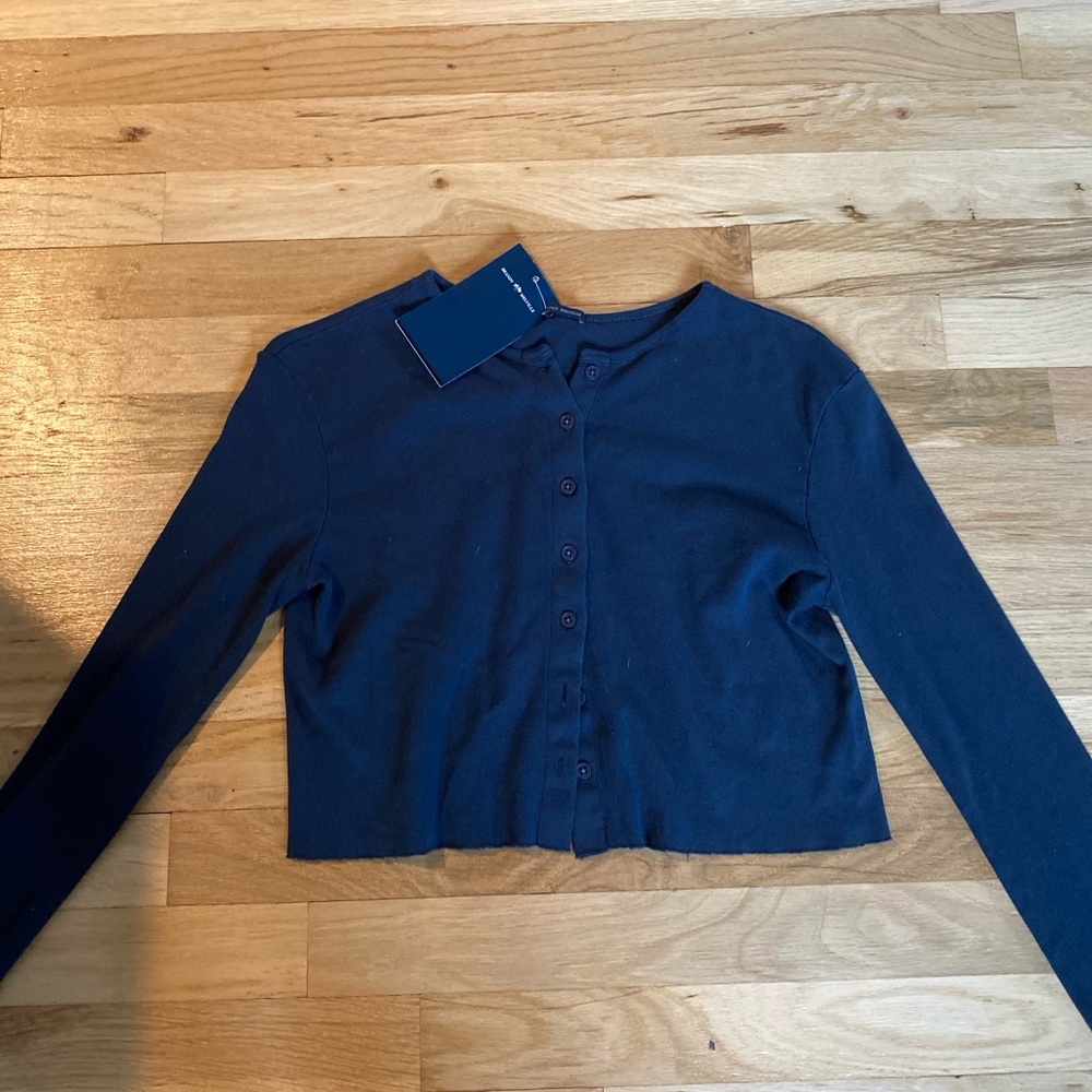 Brandy Melville navy blue button up shirt.